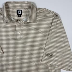 FootJoy Men's XXL Tan Gingham Golf Polo Palma Ceia 1916 Logo